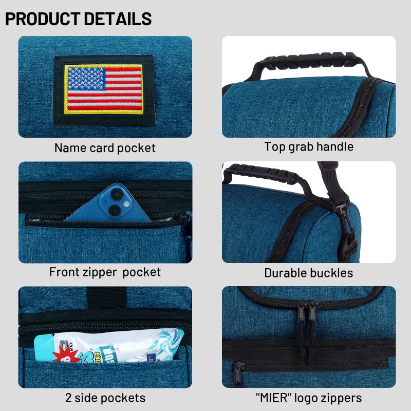 MIER Adult Lunch Box Insulated Lunch Bag Large Cooler Tote Bag for Men, Women, Double Deck Cooler (Teal Blue, Large) - Image 3